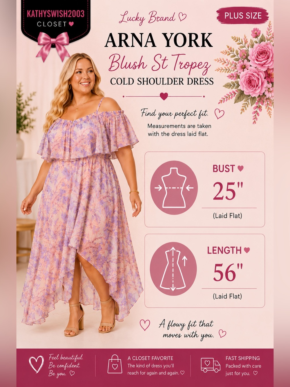 Arna York Blush St Tropez Cold Shoulder Dress Size 22/24 - Picture 4 of 16